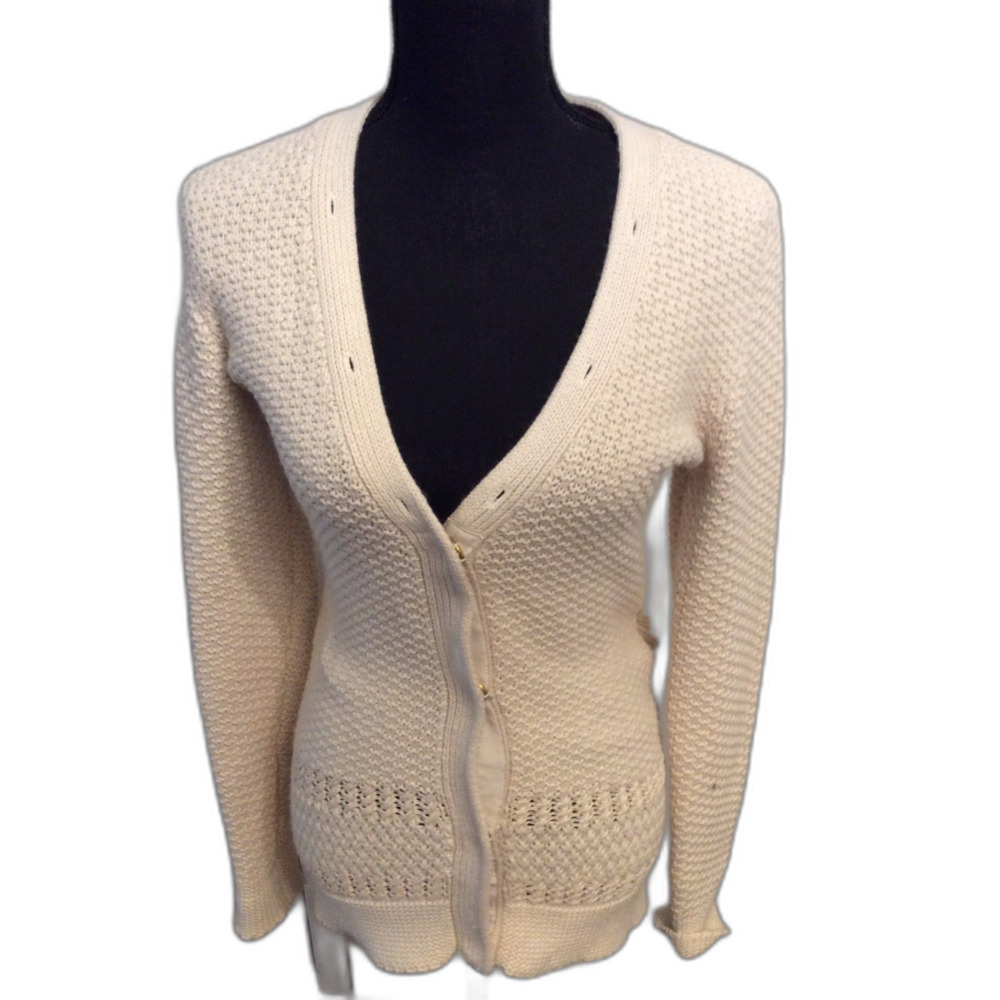 Guess Los Angeles Ivory Snap Up Cardigan Sweater Tie XS